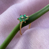 Gold Flower Ring, Daisy Thin Gold Ring, Aesthetic Jewelry for Women, Gemstone Jewelry, Dainty Floral Ring for Girlfriend