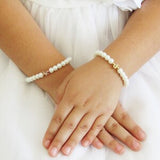 Personalized flower girl bracelet lowercase initial , personalized pearl bracelet, flower girl gift jewelry, wedding jewelry for kids