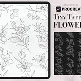 Procreate - Tiny Tattoo Flowers Filigree Stamps -  Fineline Tattoo Brushes, Commercial Use, Procreate Brushes