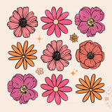 Flowers PNG-Spring Sublimation Digital Design Download-floral png, daisy png, girly png, stars png, summertime png, boho png, retro png