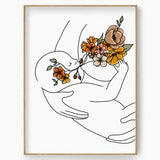 Flower Breastfeeding Print, Midwife Wall Decor, Birthing Center Art, Baby Shower Gift, Pregnancy Gift, Doula Wall Art, Maternity Art Poster