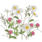 Summer Meadow Flowers Embroidery Design, Daisy and Clover Embroidery File, 4 sizes, Instant Download