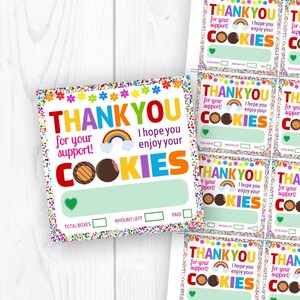 Girl Scouts Cookies Thank you Tag, Square Delivery Note, Confetti Dots and Flowers Thanks Card, PDF Instant Download