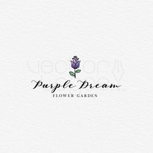 Purple flower logo with “Purple Dream” and “Flower Garden” text underneath