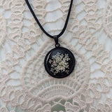 Queen Anne's Lace necklace, white flower pendant, pressed flower necklace