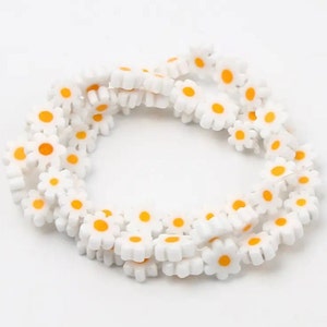 Glass Millefiori Daisy Flower Beads