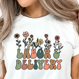 Retro Wildflowers Labor and Delivery Nurse Shirt, LD Sweatshirt, L&D Sweater, Grad Gift For Labor and Delivery Nurse , L and D Tee, LD47