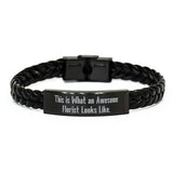 Fun Florist Gifts, This Is What An Awesome Florist Looks Like, Sarcastic Birthday Braided Leather Bracelet From Coworkers, Flower Delivery,