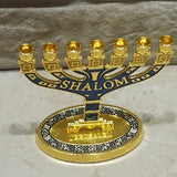 Menorah Star of David 7 Branch Jewish Gold Blue Hanukkah Israel Jerusalem Gift Holy Land