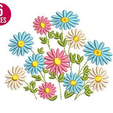 Daisy flower bunch embroidery design, wildflowers, Machine embroidery file, Instant Download
