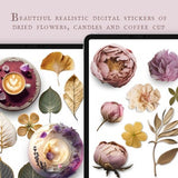 Pressed flowers - Realistic Digital Stickers, PNG und Goodnotes Datei