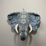 Nelson the African Flower Crochet elephant Trophy Head, PDF pattern only, digital download, Faux Taxidermy wall decor.