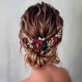 Burgundy Navy Blue flower comb Burgundy wedding Maroon Flower veil comb Burgundy Hair Comb Burgundy hair accessories Marsala Bridal Hair