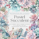 103 Pastel Succulent Flowers PNG, Watercolor Floral Clipart Bouquets, Elements, Commercial Use, Digital clipart PNG