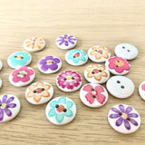 1.5cm Wooden flower buttons. Quirky, colourful, sunflowers, Asters, daisies- red, blue, white, pink, purple, (15mm) - Free UK delivery