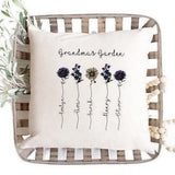 GrandmaÕs Garden Pillow Cover with GrandchildrenÕs Birth Flower & Name, Personalized Gift, MotherÕs Day, Handmade Gift, Last minute Gift