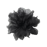 M&S Schmalberg 4.5" Black Flower Gardenia Flower Silk Organza Millinery Fabric Flower Brooch Pin