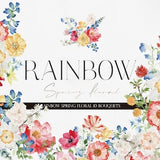 RAINBOW Floral, Watercolor Flower, Flower Clipart, Wildflower PNG, Spring Flower, Pink Floral Clipart, Floral Clipart, Wedding Invitation