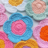 Crochet Flower Coasters, Easy Crochet Pattern for beginners, Crochet coaster tutorial