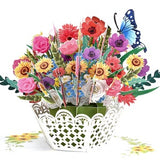 Mixed Flower Basket 3D Pop Up Birthday Card, Mother's Day Card, Anniversary Card, Valentines Day Card, Congratulations Card, Spring Card