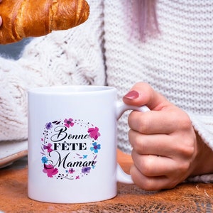 Mug "Bonne F�te" with crown of flowers - Original gift