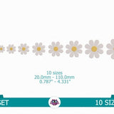 Daisy Flower - Digital Embroidery File - 10 assorted sizes from 20.0mm - 110.0mm 0.787'' - 4.331" - Spring flower