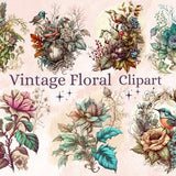 21 PNG Watercolour Vintage Floral Clipart, Vintage Flowers png bundle, Vintage Botanical Illustrations, Vintage Floral png Clip Art pack