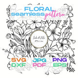 Floral Seamless Pattern, SVG PNG DXF eps jpg pdf, Flower Pattern, Easter Mothers Day svg, design patterns, Cricut, Silhouette Roses Plants
