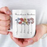 Birth Month Flower Mug, Grandma Garden, Personalised Gift From Grandkids, Nana Mug, Custom Coffee Mug, Birth Flower Gift, Mothers Day Gift