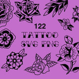 Floral Bundle svg | Tattoo Flash svg | Flower svg | Botanical svg | Commercial use included
