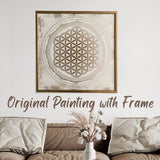 Flower of Life original painting framed | Sacred geometry wall art decor | acrylic painting | Sacred geometry handmade canvas