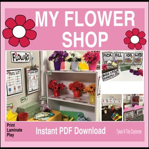 Children's flower shop dramatic play instant PDF download with print-and-play signs