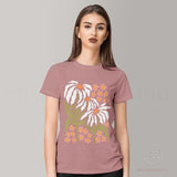 Graphic Tee Womens Flower shirt | Pink TShirt | Spring TShirt for women | Gift For Step Moms | 70's Retro Vintage Tshirt CelestesStudio©