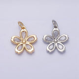 16K Gold Filled Mini Flower Clear Marquise Petal Add-On Charm in Gold & Silver | AC1213 AC1214