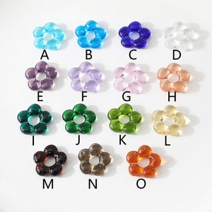 4PC Glass Flower Charms, for Jewelry Making Necklace Findings DIY Hand Made Drop Earrings Coloured Glaze Accessories