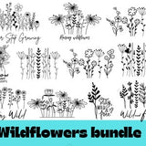 Flower Svg Flower Bundle Svg Wildflower meadow svg Flowers and Leaves Flower Svg Cut Files, WildFlower svg bundle, Flower svg bundle,
