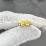 Yellow Diamond Flower Cluster Stud Earrings  10k & 14k Multiple Diamond Color Options Available - 3 Size Option Available (.8ct, 1ct, 1.2ct)