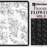 Procreate - Filigree Flowers Tattoo Fineline Stamps -  Commercial Use, Procreate Brushes