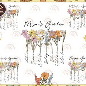 Mother's Day PNG bundle with garden flowers and script text designs on white