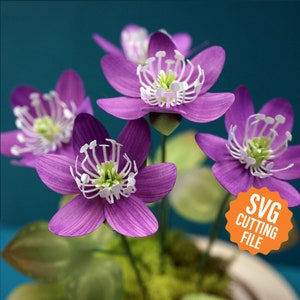 Purple paper flower SVG cutting template with layered layered flower design
