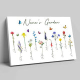 Grandma's Garden Canvas, Personalized Gift For Mom, Birth Month Flower Custom, Grandmother Gift, Mother's Day Gift, Gift For Mom
