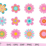 Retro flowers svg, dxf, eps, png, jpg, vintage flowers svg, retro floral svg, retro flowers svg, groovy flowers svg