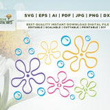 Bikini Flowers Bundle, svg png eps dxf, Digital Download, Sponge Pastel Flower svg, Cricut, Decals, cup, stickers, decorations