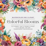 Watercolor Bright Flowers Summer Spring Colorful Floral Wedding, Watercolor Floral Clipart Bouquets, Commercial Use, Digital clipart PNG