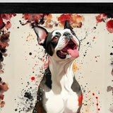 Adorable Playful Boston Terrier Wall Art - Floral Design, House Warming, Home Decor, Pet Lovers, Free UK Delivery
