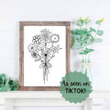 Custom Flower Line Art Bouquet Made From Your Own Drawings | DIGITAL FILE Download Art Print By Shelbywanders Art