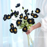 4 Heads Poppy Stem | High Quality Artificial Flower | DIY | Floral | Wedding/Home Decoration | Gifts - Black