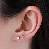 Tiny Flower Stud Earrings, Gold Flower CZ Stud Earrings, Dainty Stud Earrings, Silver Flower Shape Stud Earrings, Minimalist Wedding Jewelry
