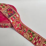 Colorful Gold Sequin and Embroidered Threadwork Floral Dress Border, Indian Dress Embellishment Lace Sari Dupatta Costume Trim