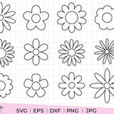 Outline flower svg, dxf, eps, png, jpg, flower outline svg, daisy outline svg, daisy svg, daisy outline printable, instant download